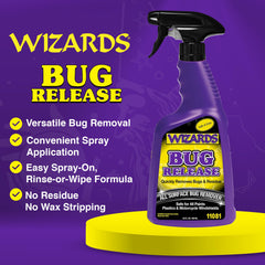 Wizards Bug Release spray in action softens bug residue for easy washing