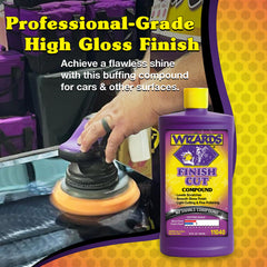 Wizards Finish Cut Compound levels scratches for a smooth, high-gloss finish.