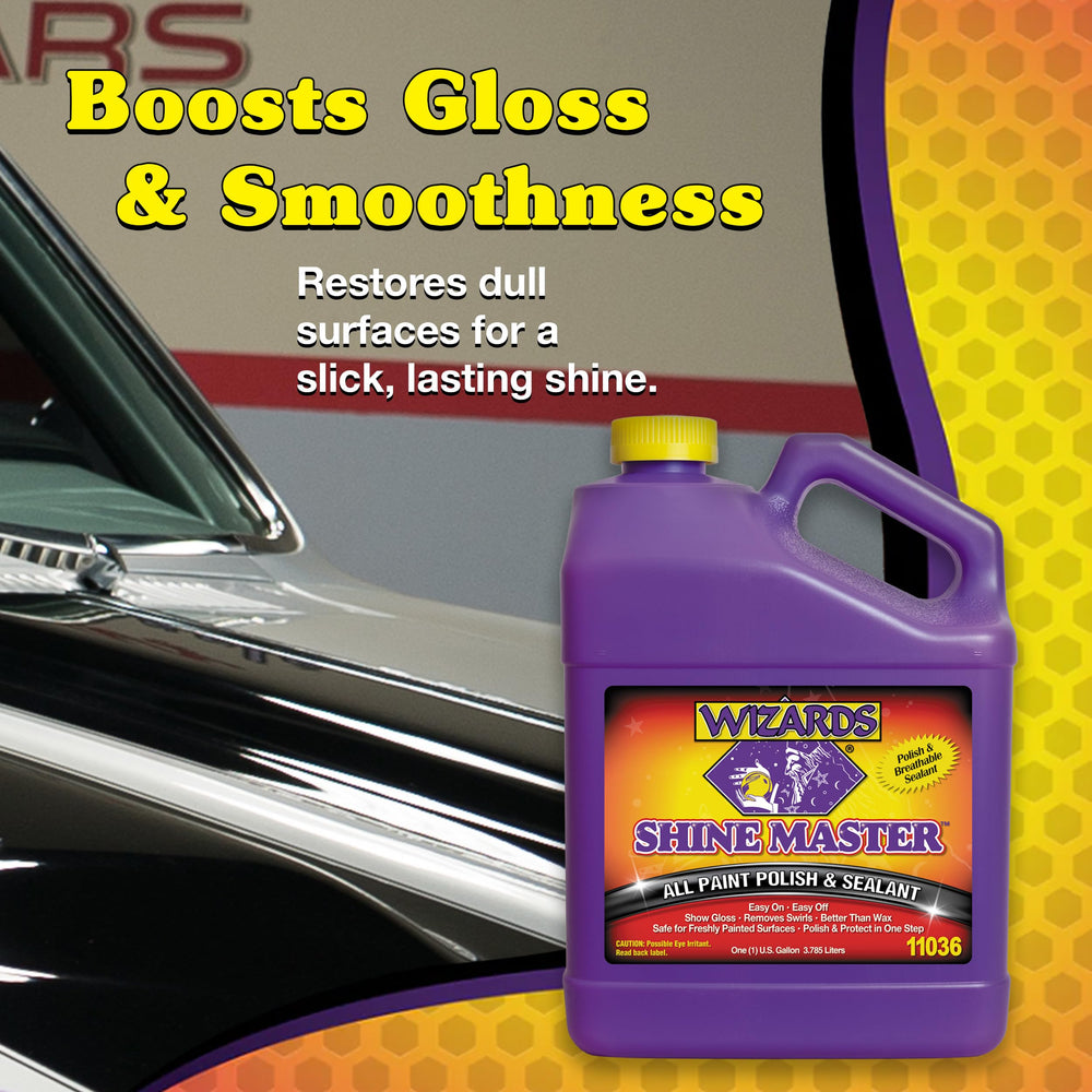 Wizards Shine Master Polish and Sealant on a boat provides durable gloss protection