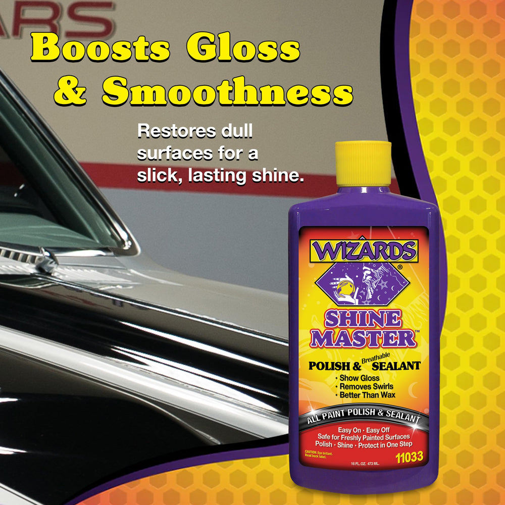 Wizards Shine Master Polish and Sealant on motorcycle seats adds protective coat.