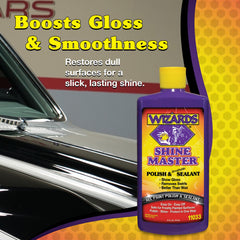 Wizards Shine Master Polish and Sealant on motorcycle seats adds protective coat.