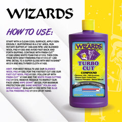 Wizards Turbo Cut scratch removal yields a smoother surface with reduced scratches.