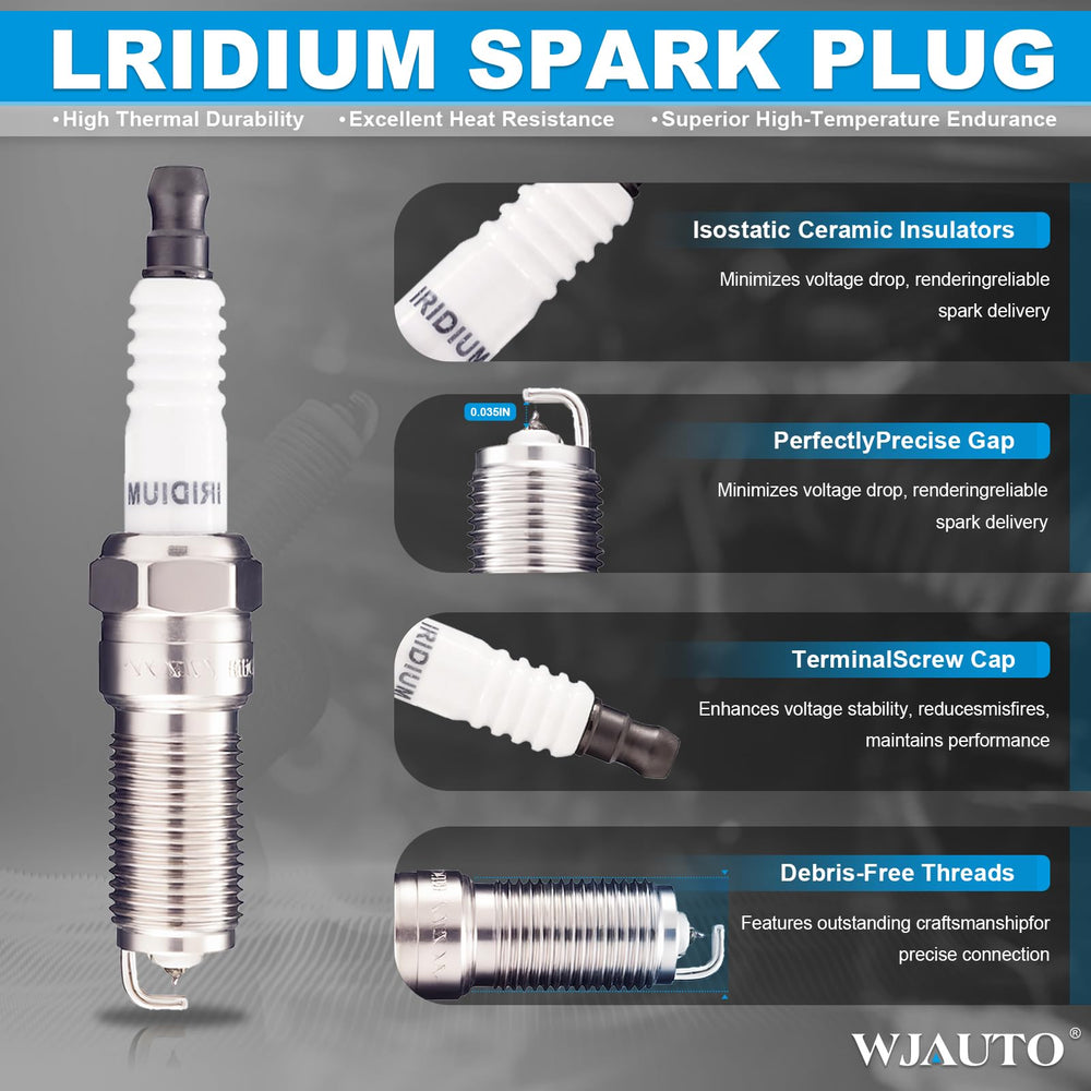 WJAuto iridium plugs pre-gapped for easy install and reliable fit.
