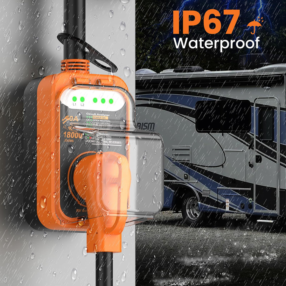 WLLNEE 50 amp rating supports reliable RV hookups for travel trailers and motorhomes