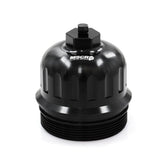 WnSEu billet cap front view with durable anodized black finish.