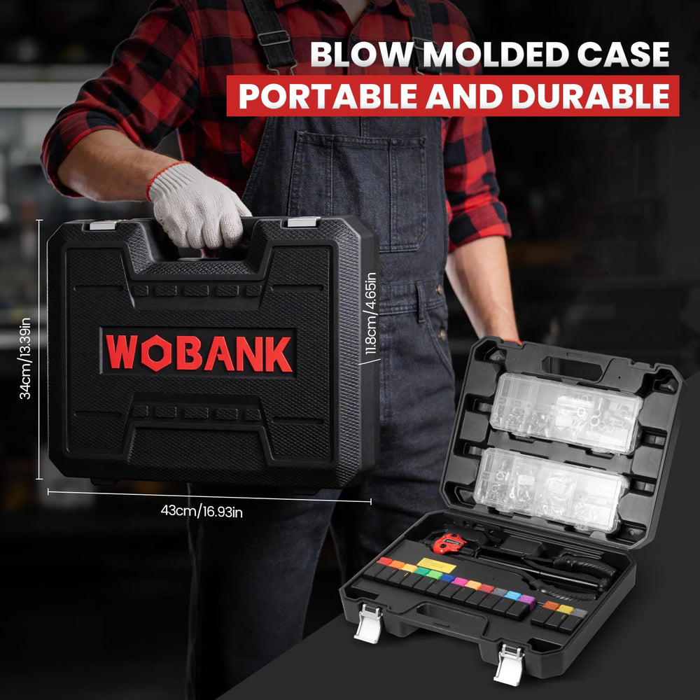 WOBANK Rivet Nut Tool blow-molded box provides durable storage