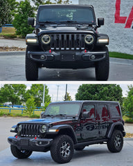 Wocch front license bracket on Jeep Wrangler for easy installation.