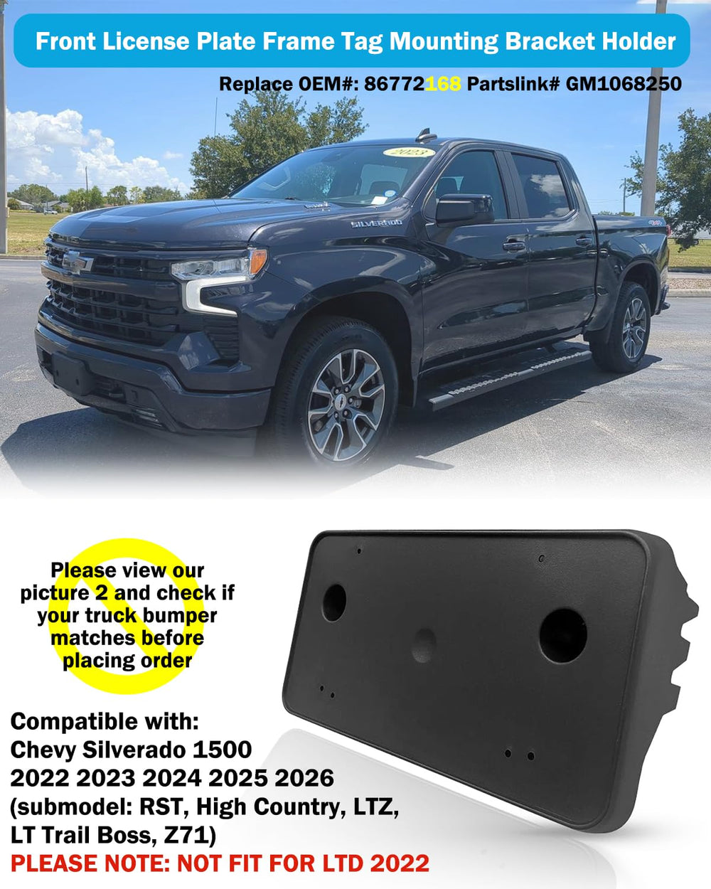 Wocch front bumper bracket fits Chevrolet Silverado 1500 front-end mounting.