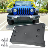 Wocch front license bracket on Jeep Wrangler JL with plastic bumper, seamless fit.