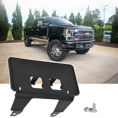 Wocch front license-frame for Ford F-250 with secure no-drill mounting on the bumper