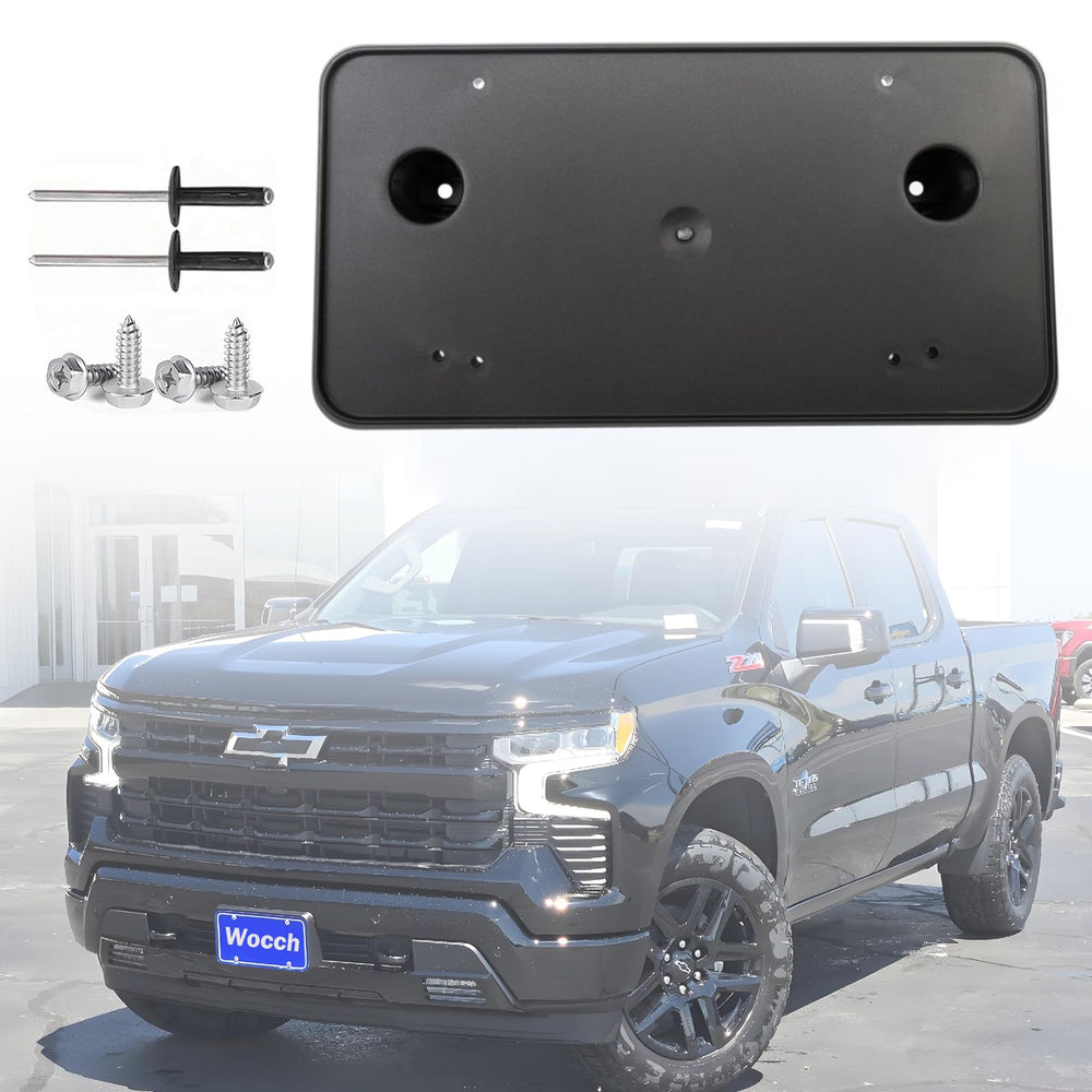 Wocch front license plate bracket on Silverado 1500 for secure mounting.