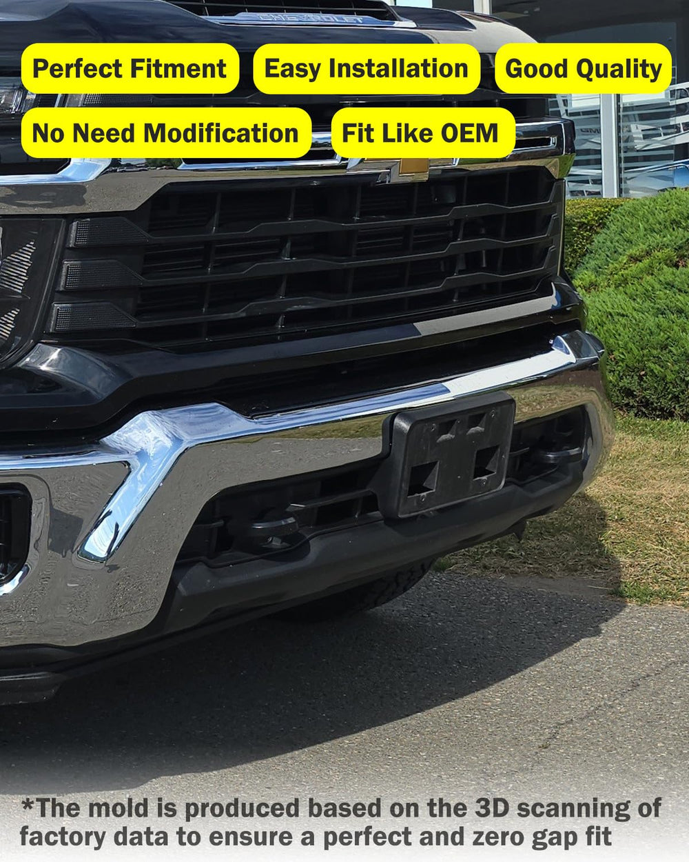 Wocch license plate holder mounting bracket for Silverado 2500HD keeps a clean, integrated front end