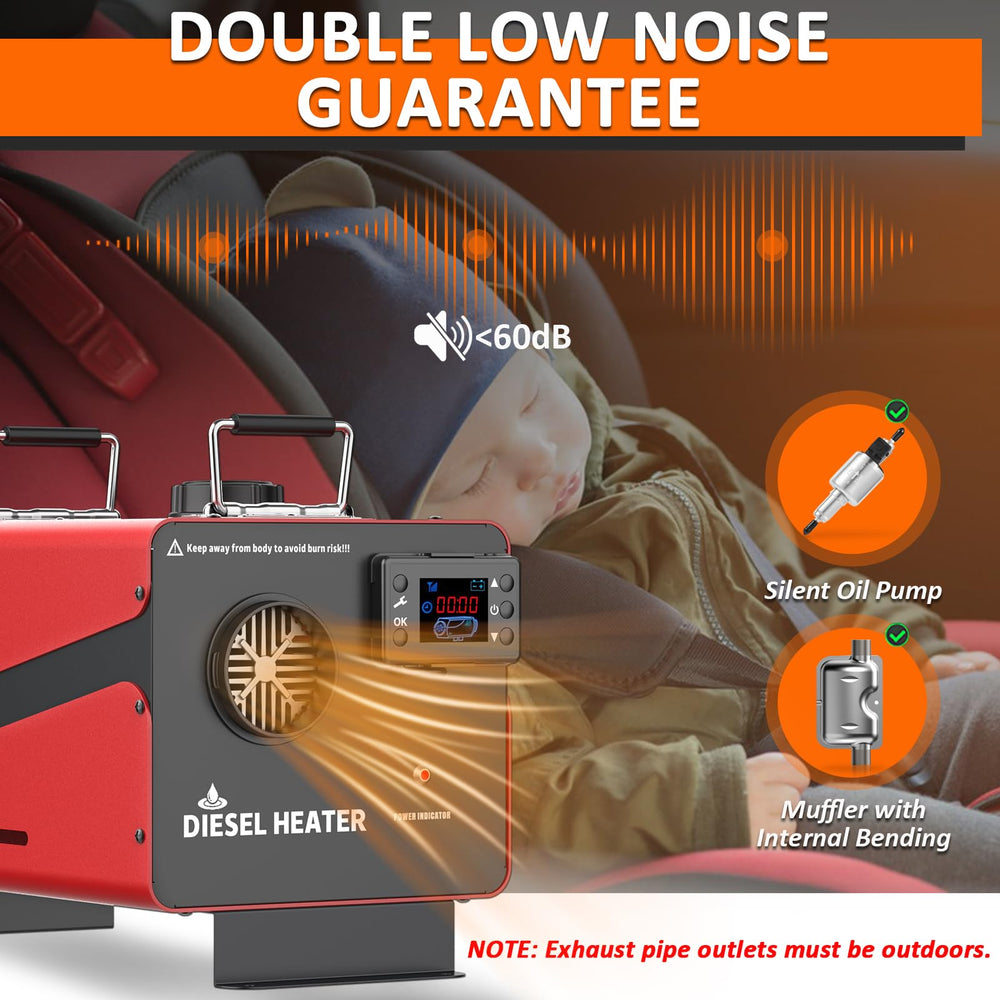 Wodli 8500W diesel heater remote demonstrates convenient operation from within range.