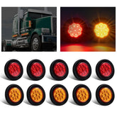Wodvyss amber 9-led round marker light close-up for enhanced visibility on trailers
