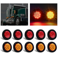 Wodvyss amber 9-led round marker light close-up for enhanced visibility on trailers