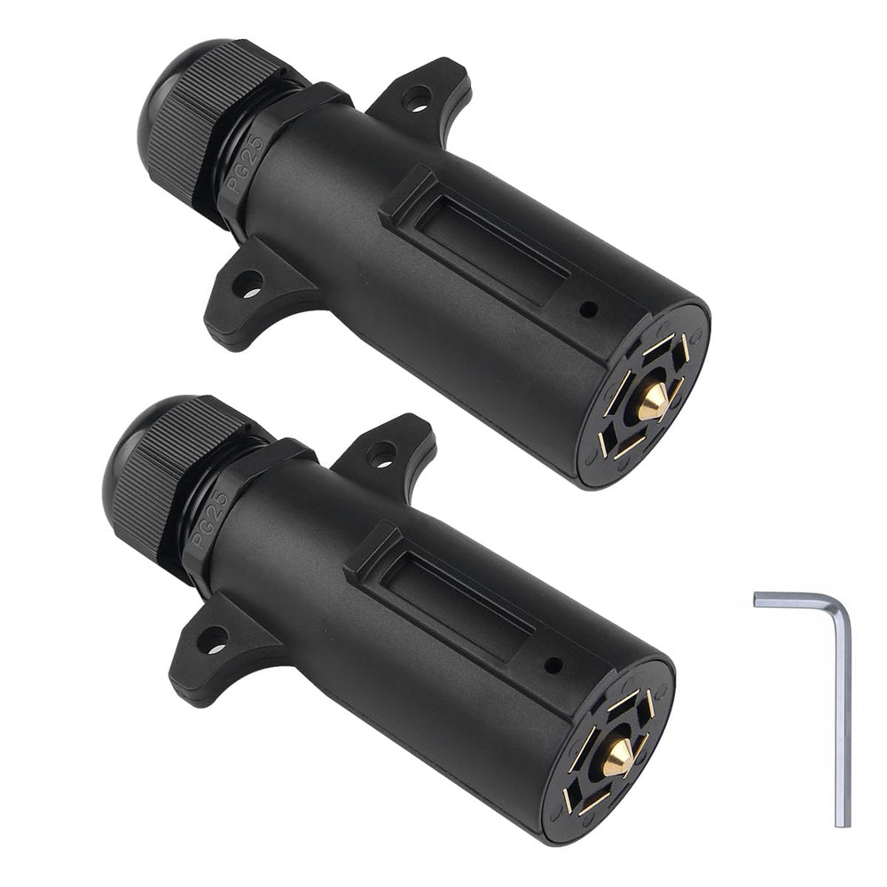 WOFTD 7-pin trailer plug left view shows waterproof seal for reliable connections.