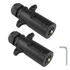 WOFTD 7-pin trailer plug left view shows waterproof seal for reliable connections.