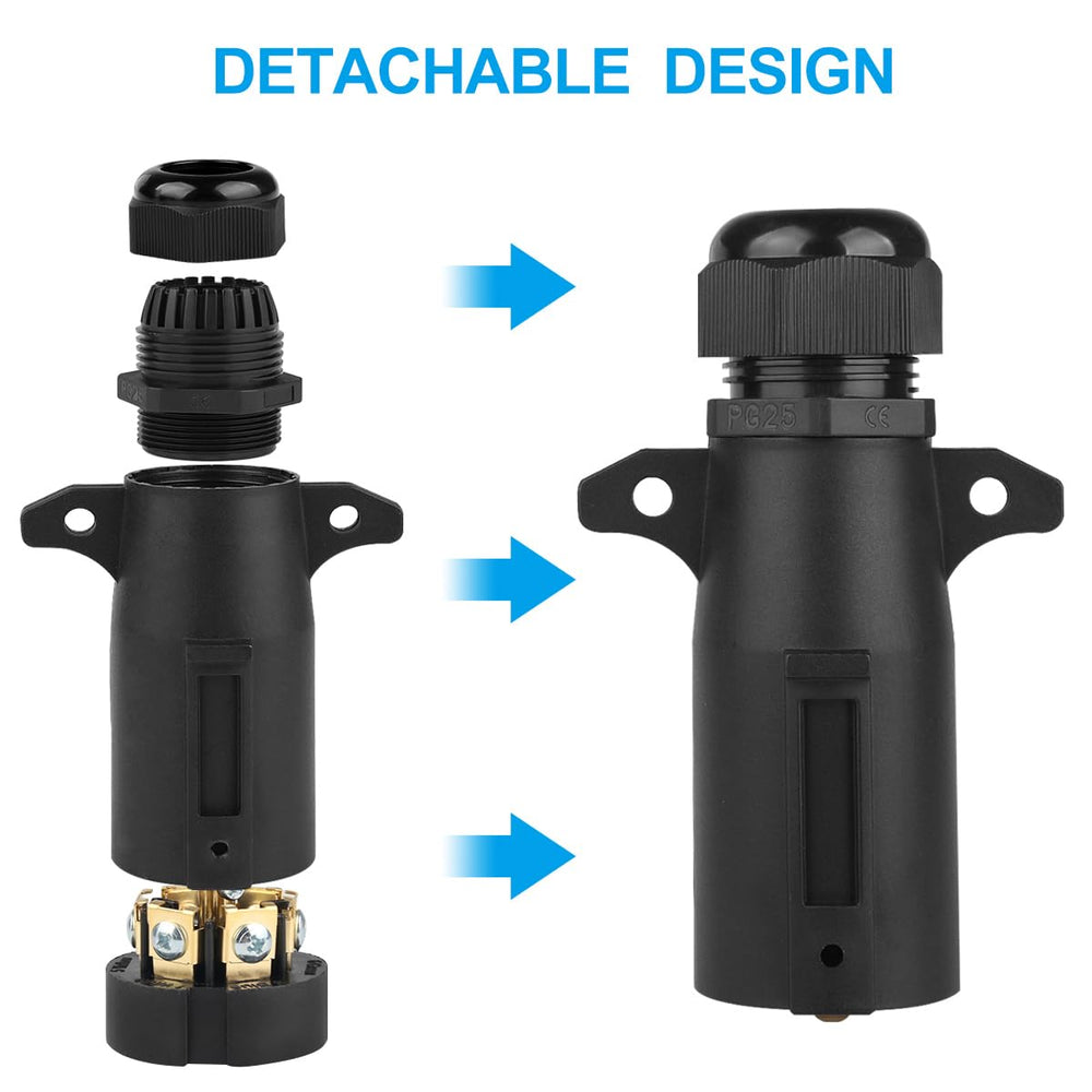 WOFTD 7-pin trailer plug packaging image illustrating easy splicing into existing wiring.