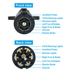 WOFTD 7-pin trailer plug right view shows durable, corrosion-resistant housing for outdoor towing.