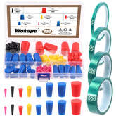 Wokape 105Pcs kit overview with plugs and tapes for masking