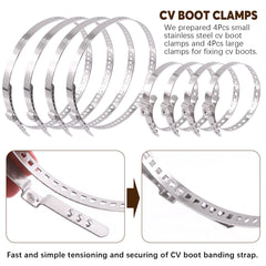 Wokape CV boot clamp kit contents laid out for installation