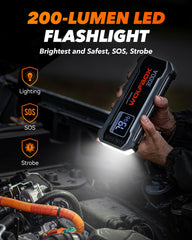 WOLFBOX 3000A booster function ready to start a vehicle.