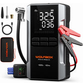 WOLFBOX 4000A jump starter powering a dead car battery for quick engine start