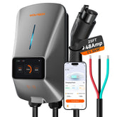 WOLFBOX Level 2 EV Charger front view with display and fast charging capability.