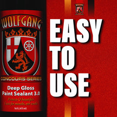 Wolfgang Deep Gloss Paint Sealant wipe-off demonstrates streak-free shine after use.