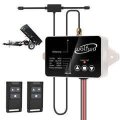 wolfwo dump trailer remote controller shows compact handheld design for safer operation
