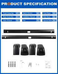Complete Wonderdriver kit includes cross bars, end supports, screws, and wrench.