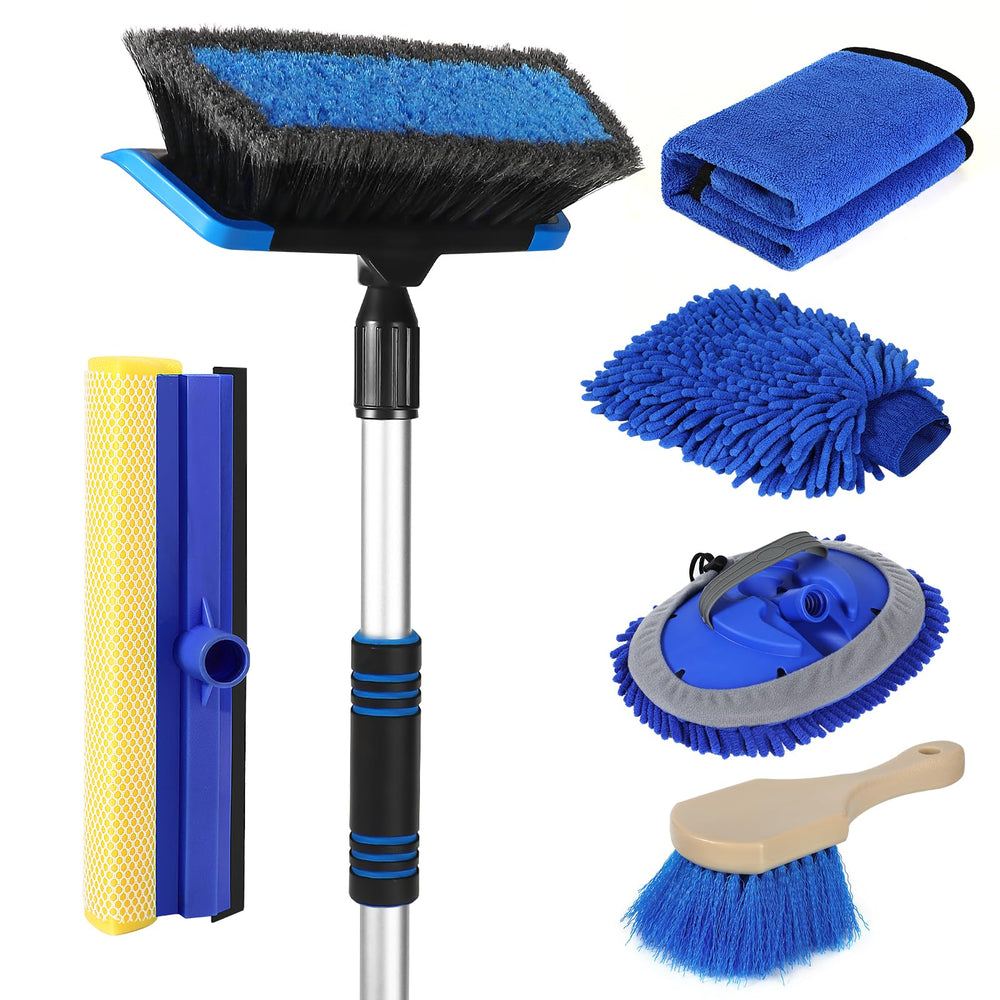 Wontolf 62 inch car wash brush long handle reaching roofs without bending