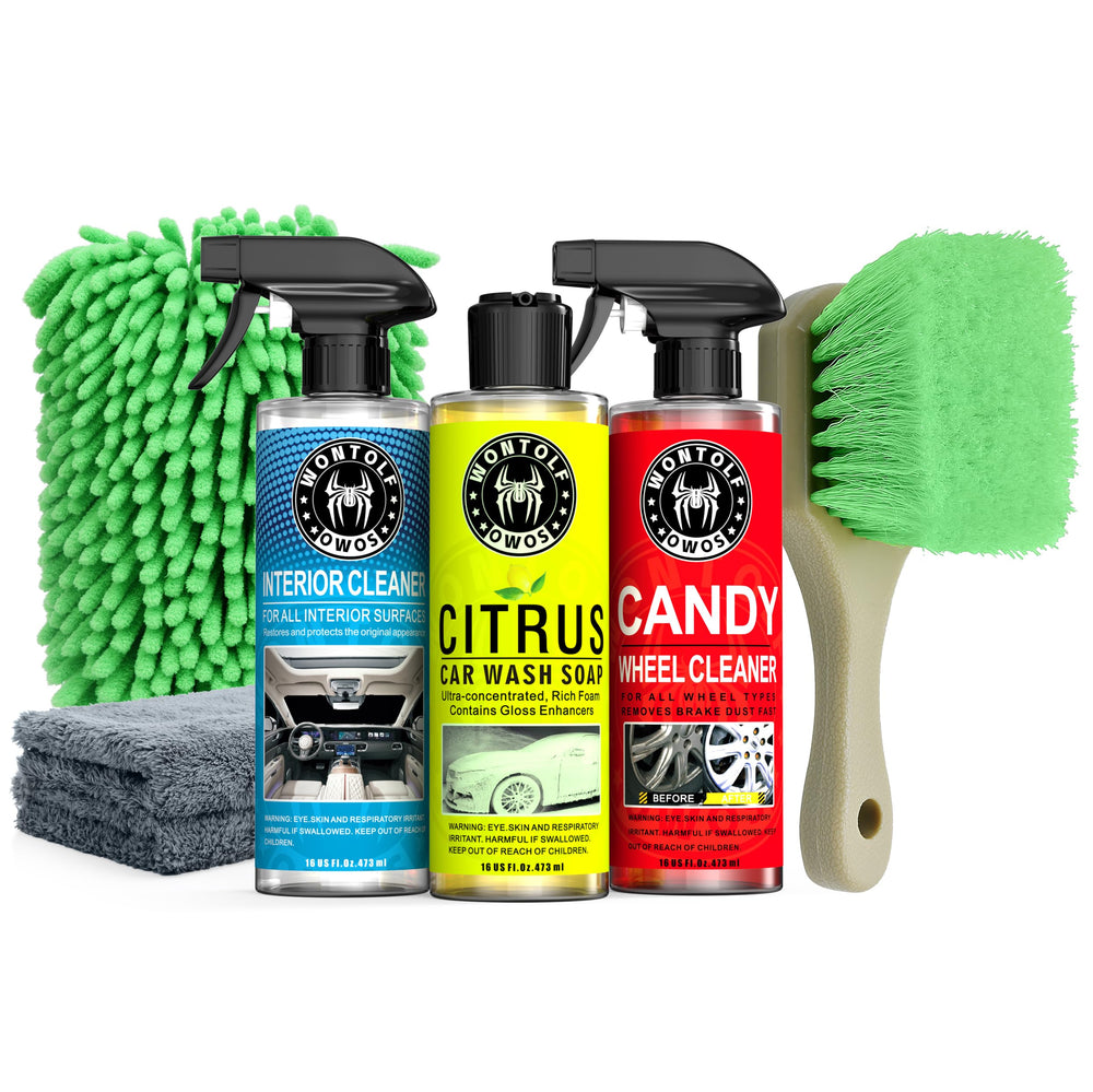Wontolf Complete Car Wash Kit pack shot with all tools for detailing.