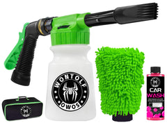 Wontolf Foam Gun assembly shows quick setup for foam-powered car cleaning