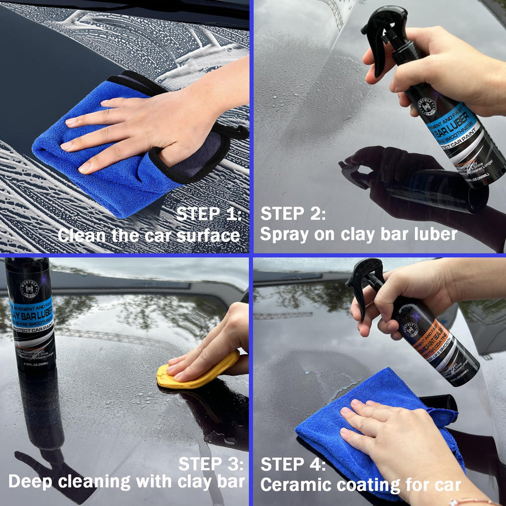 Wontolf premium clay bar detail close-up highlights fine removal of oxidation and grime.