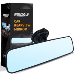 Wontolf universal rear view mirror with suction cup improves windshield visibility for drivers.