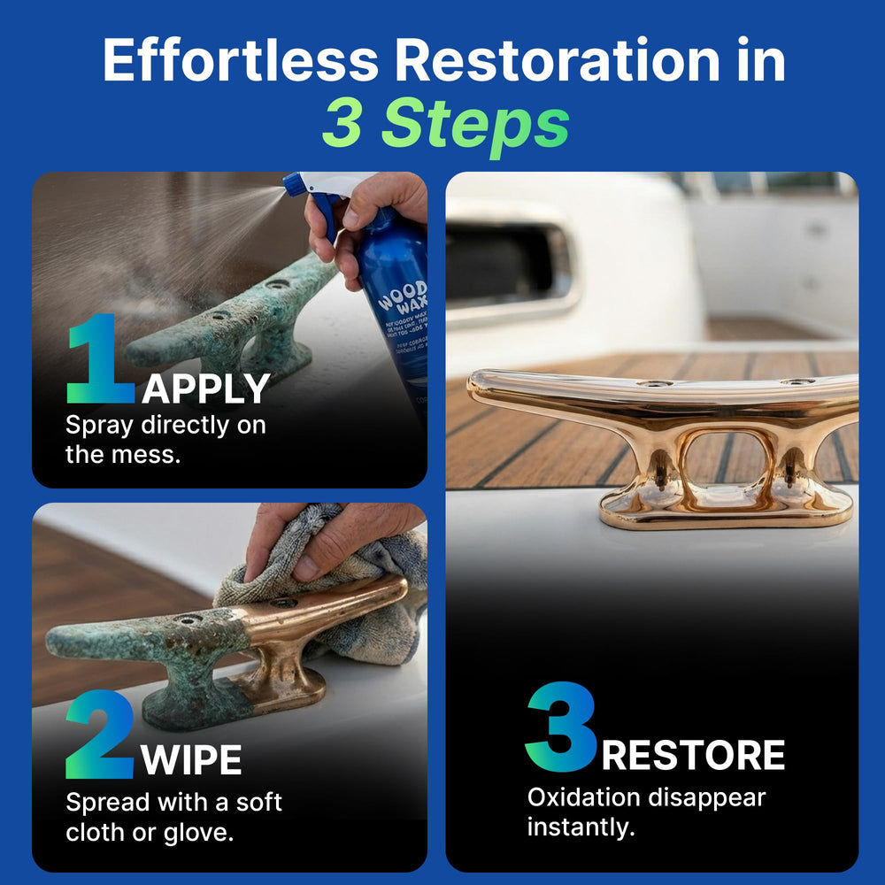 Woody Wax metal restorer on stainless steel T-tops restoring shine