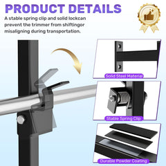 WooFog rust-resistant steel trimmer rack protects gear from wear.