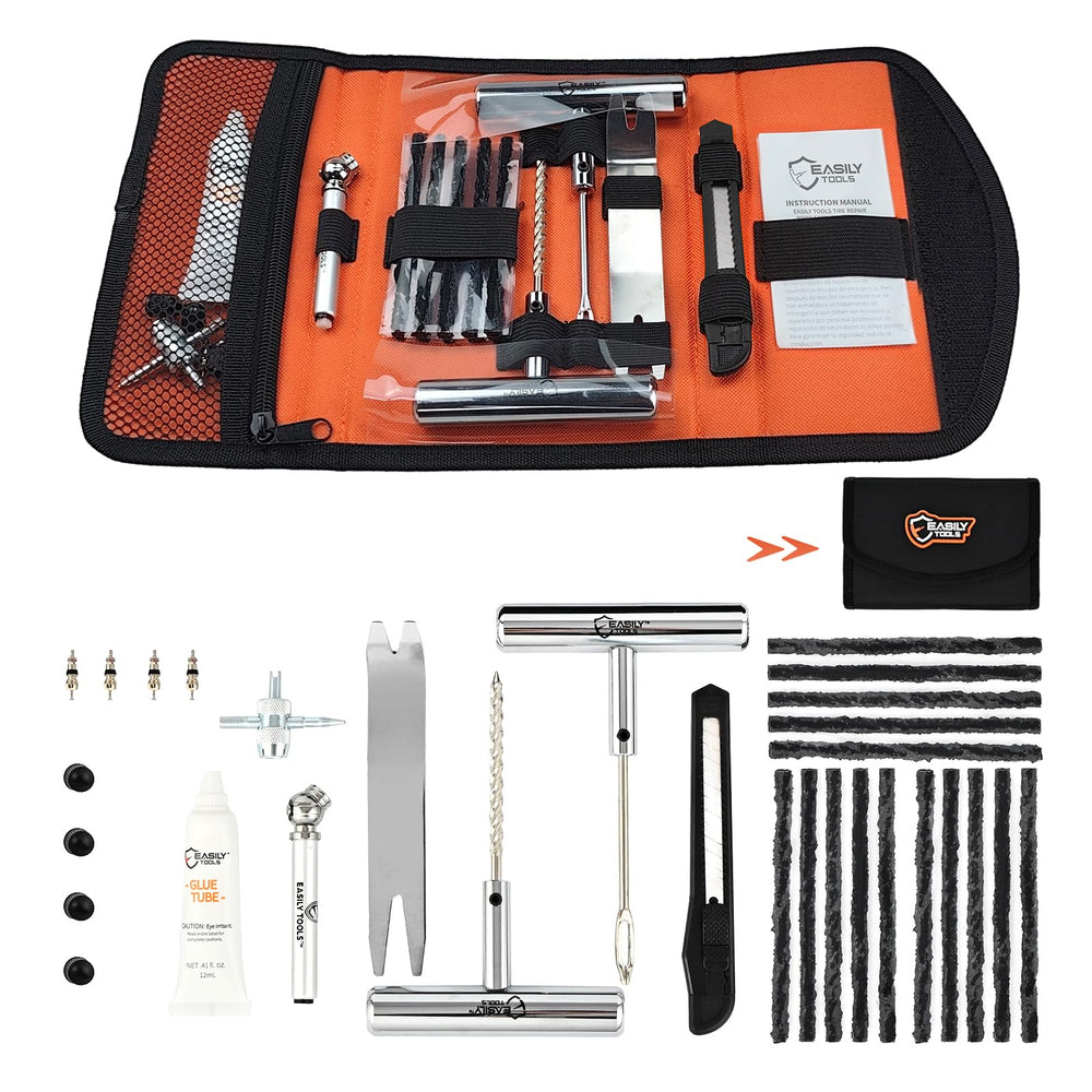 WOOFWANG GLOBAL professional 25-piece tire repair kit open case for quick roadside use
