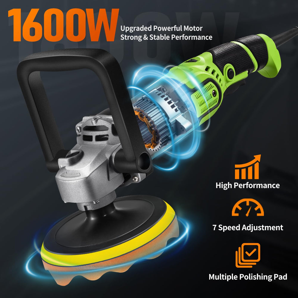 WorkBless Buffer Polisher with 7-speed settings for tailored polishing results.