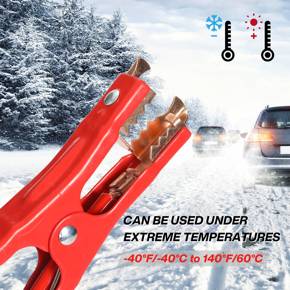 WORKKOOL 6-gauge 16ft jumper cables offering strong conductivity for quick power transfer.