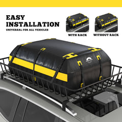 WORKKOOL waterproof car roof bag protects belongings from rain and road spray.