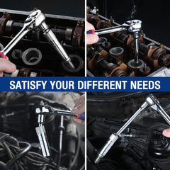 WORKPRO 360-degree swivel action demonstrated in tight engine bays.