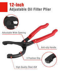 WORKPRO 3-jaw oil filter removal wrench provides strong grip on stubborn filters
