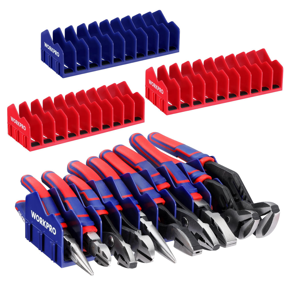 WORKPRO 40-slot plier organizer rack with wide compartments for quick access