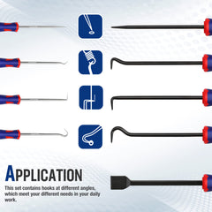 WORKPRO nine-piece precision long hooks 90 degree angle for wiring and clips.