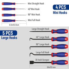 WORKPRO nine-piece precision mini hooks 135 degree angle for tricky access.