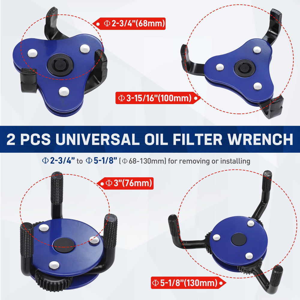 WORKPRO adjustable oil filter removal tool with three jaws for tight spaces.