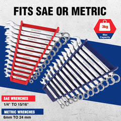 WORKPRO color coded red and blue accents differentiate metric and SAE wrenches
