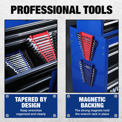 WorkPRO wrench rack notches permit easy pickup and return.